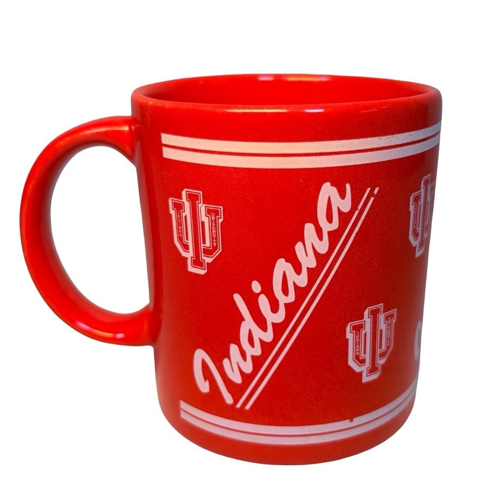 Rare Indiana University IU Hoosiers 1990s Red Ceramic Mug Vintage NCAA MCM - Picture 3 of 7